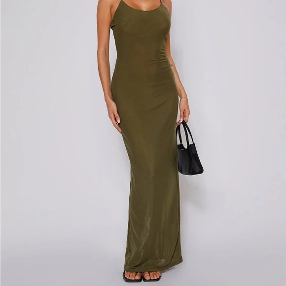 Tiger Mist Dresses Tiger Mist Ardon Maxi Mesh Dress Olive